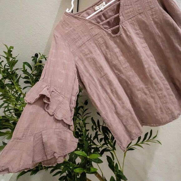Maurice’s Women's Mauve Ruffle Sleeve Top Large - Picture 5 of 9